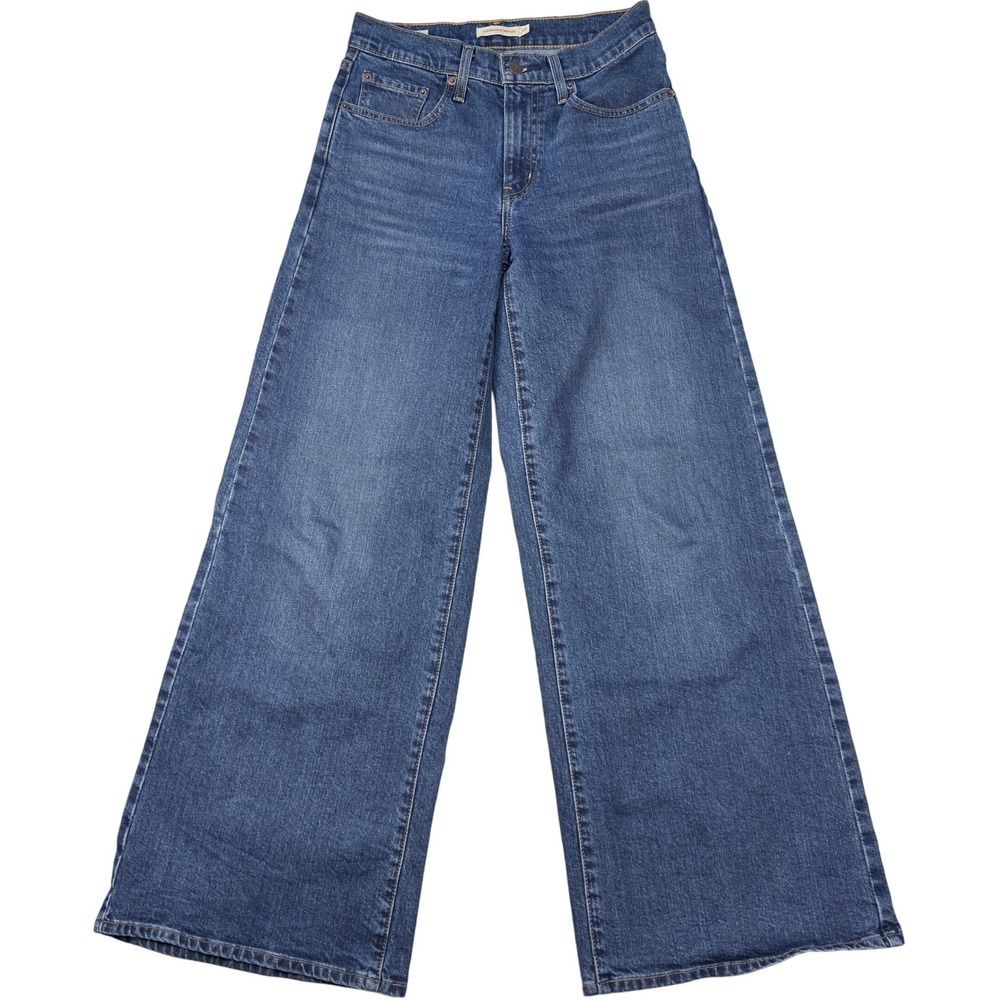 Levi's 728 Women's High Rise Wide Leg Jeans Size 27 Medium Wash Blue